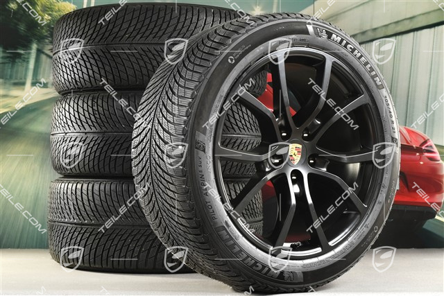 21-inch Cayenne Exclusive Design winter wheel set, rims 9,5J x 21 ET46 + 11,0J x 21 ET58 + NEW Michelin winter tyres 285/45 R21 + 305/40 R21, with TPMS, black satin-mat