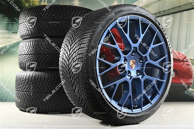 20"+21" RS Spyder Design Winterrädersatz, Felgen 8,5J x 20 ET50 + 11J x 21 ET82 + NEUE Michelin Winterreifen 245/35 R20 + 305/30 R21, mit RDK-Sensoren, Indigoblau