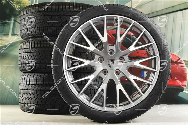21" Panamera Exclusive Design Winterräder Satz, Felgen 9,5J x 21 ET71 + 10,5J x 21 ET71 + NEUE Continental Winter Contact TS860 S Winterreifen 275/35 R21 + 315/30 R21, Platinsilber