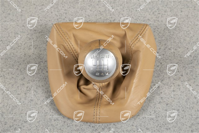 Schalthebelknopf, Sandbeige, Leder / Aluminium, 6-gang schaltgetriebe