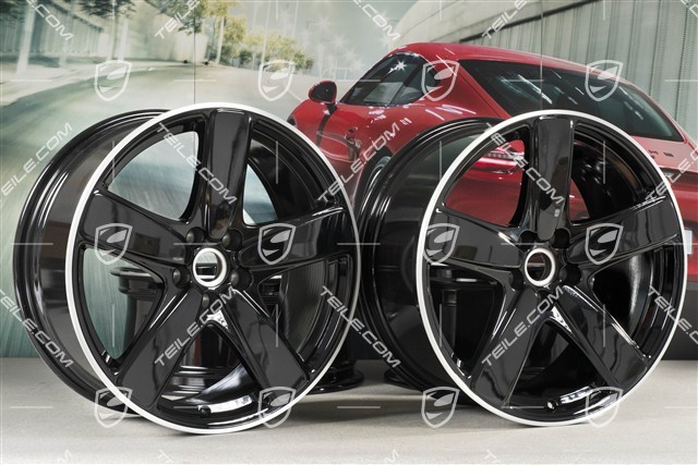 19" Komplet felg Macan SportClassic, 8,5J x 19 ET21 + 9J x 19 ET21, czarny wysoki połysk