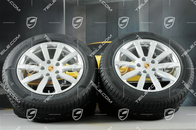 19" koła zimowe Cayenne S, komplet, felgi 8,5J x 19 ET47 + 9,5J x 19 ET54 + opony zimowe Pirelli 255/55 R19 + 275/50 R19, z czujnikami ciśnienia