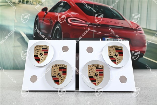 Set of Wheel Center Caps, monochrome crest, Brilliant Silver