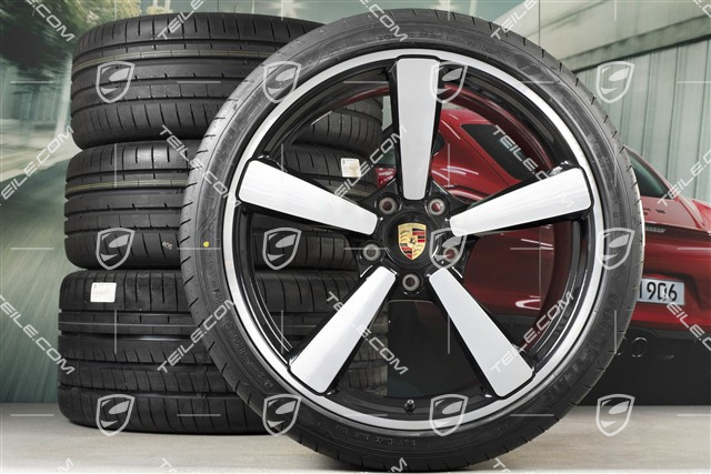 20+21-inch summer wheel set Carrera Exclusive Design, rims 8,5J x 20 ET53 + 11,5J x 21 ET67 + NEW summer tyres 245/35 R20 + 305/30 R21, black high gloss, with TPM
