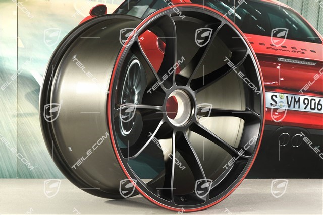 20" Felga GT3, 12J x 20 ET47, czarny satynowy półmat z czerwonym rantem