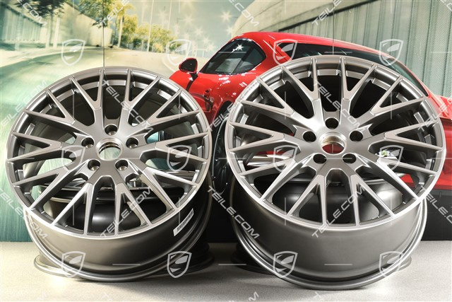 21" Felgensatz Panamera Exclusive Design, 9,5J x 21 ET71 + 11,5J x 21 ET69, Platinsilber-Metallic
