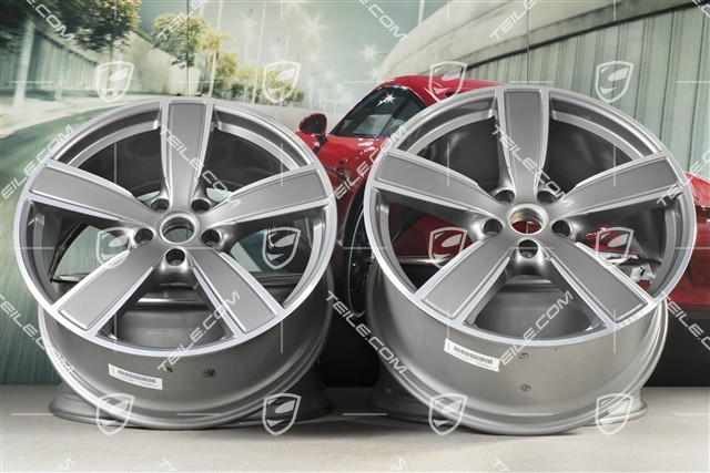 22-inch wheel rim set, Cayenne Sport Classic, 10J x 22 ET48 + 11,5J x 22 ET61, Platinum Silver