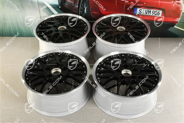 18" Komplet felg SportClassic II, 8J x 18 ET52 + 10J x 18 ET65, czarny wysoki połysk