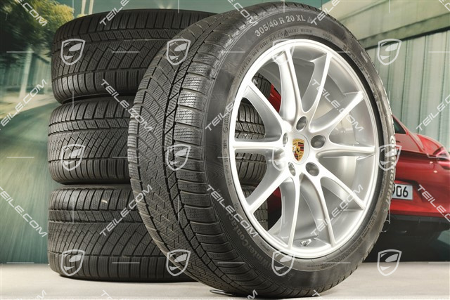 20" koła zimowe Cayenne COUPE Design, komplet, felgi 9J x 20 ET50 + 10,5J x 20 ET55 + opony zimowe Continental 275/45 R20 + 305/40 R20, z czujnikami ciśnienia