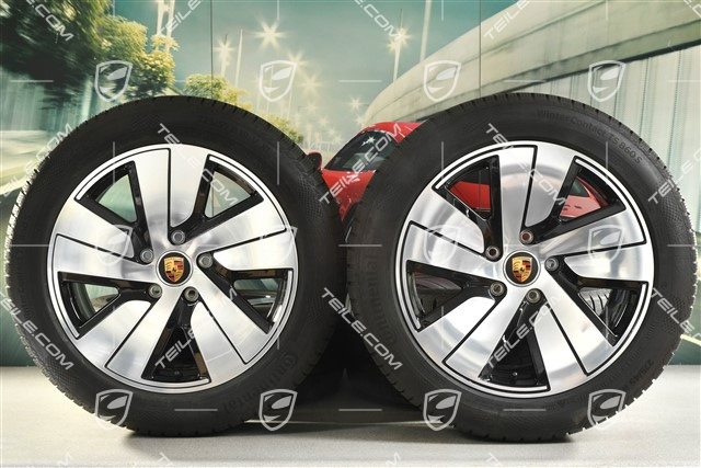 19" Taycan S Winterräder Satz, Felgen 8J x 19 ET50 + 10J x 19 ET47, Continental Winterreifen 225/55 R19 + 275/45 R19, DOT/Bj. 2021/2022, Reifenprofil 6mm