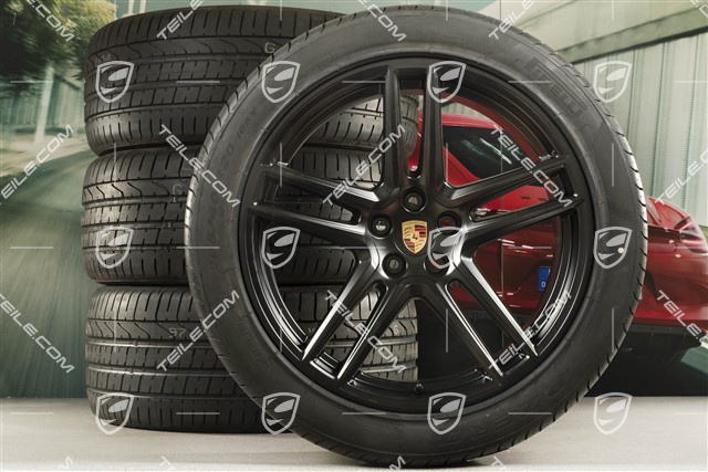 20-inch Turbo summer wheels set, rims 9J x 20 ET26 + 10J x 20 ET19 + Pirelli summer tyres 265/45 R20 + 295/40 R20, Black satin mat, with TPMS