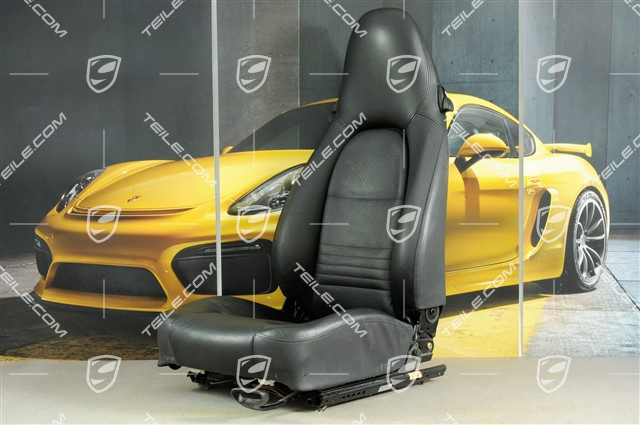 Seat, manual adjustable, leather/Leatherette, Black, damage, R
