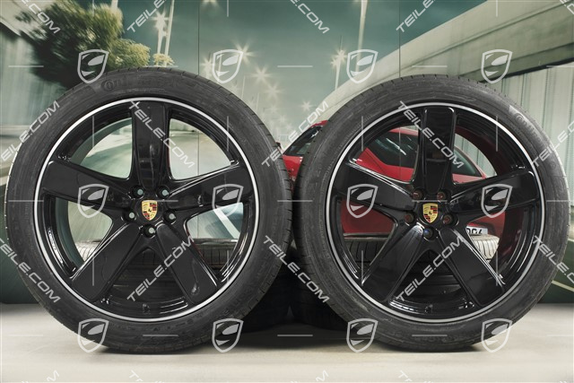 21-inch "Sport Classic" black (high gloss) summer wheels set, rims 9J x 21 ET26 + 10J x 21 ET19 + NEW Continental summer tyres 265/40 R 21 + 295/35 R 21, with TPMS