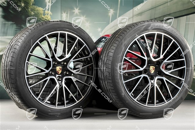21-inch Cayenne RS Spyder summer wheel set, rims 9,5J x 21 ET46 + 11,0J x 21 ET58 + NEW Pirelli P Zero summer tyres 285/40 R21 + 315/35 R21, with TPMS, EXCLUSIVE