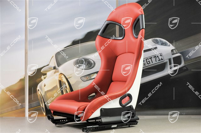 Schalensitz, Leder, "Boxster" rot, mit geprägtem Porschewappen, L