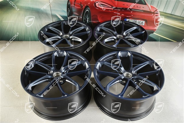 22-inch GT wheel rim set, rims 10,5J x 22 ET49 + 11,5J x 22 ET52, ocean blue pearl effect