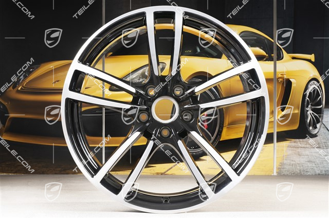 21" Komplet felg Cayenne Turbo, 11J x 21 ET58 + 9,5J x 21 ET46, czarny wysoki połysk
