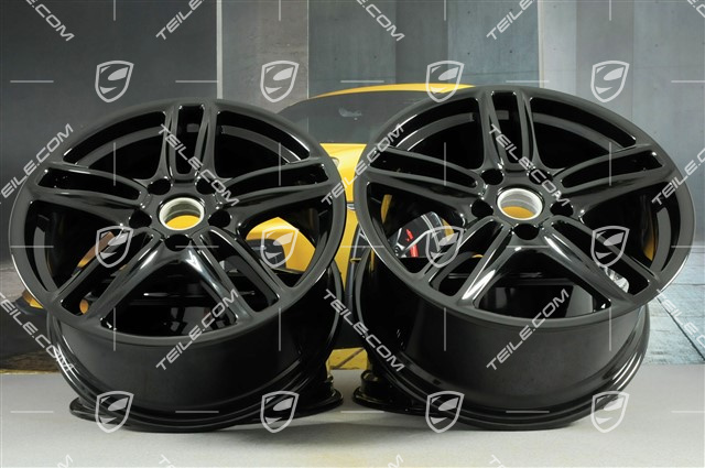 19" Komplet felg Panamera TURBO, 10J x 19 ET61 + 9J x 19 ET60, czarny wysoki połysk