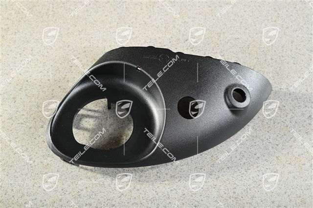 Spiegelgehäuse / Spiegel, Blende unten, mit Umfeldbeleuchtung und Real Top View, Schwarz, R