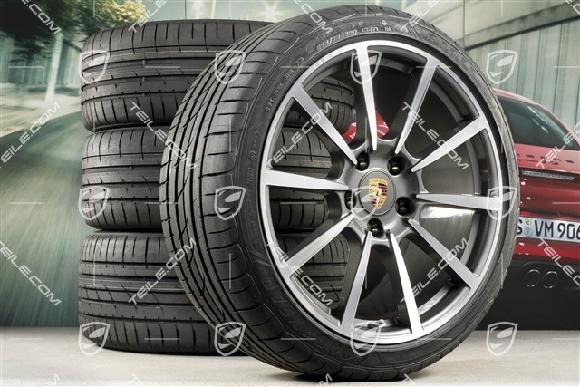 20-inch Carrera Classic summer wheels set, rims 8J x 20 ET57 + 10J x 20 ET45 + NEW GoodYear summer tires 235/35 ZR20 + 265/35 ZR20, with TPMS