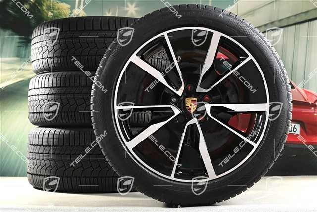 21-inch Macan Turbo winter wheel set, rims 8,5J x 21 ET27 + 10,5J x 21 ET47 + Continental winter tyres 255/45 R21 + 285/40 R21, black high gloss