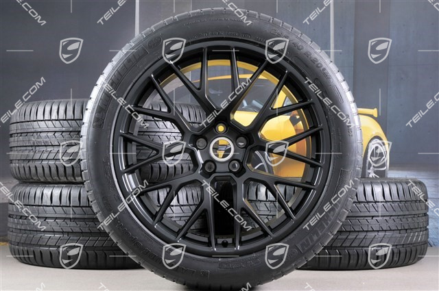 20-inch "RS Spyder Design" in black, summer wheels set, rims 9J x 20 ET26 + 10J x 20 ET19 + NEW Michelin summer tyres 265/45 R 20 + 295/40 R 20, with TPMS