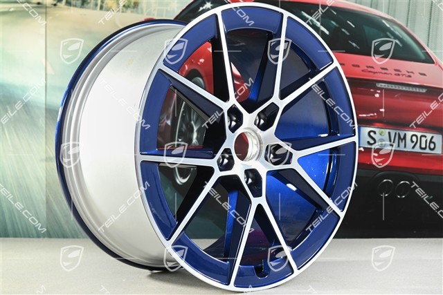 20+21-inch Carrera S wheel rim set, 8,5J x20 ET50 + 11,5J x 21 ET79, Enzian Blue