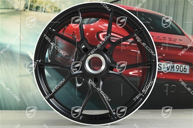 20"+21" GT3 Felgen Satz, 9,5J x 20 ET46 + 12J x 21 ET45, in Schwarz Seidenmatt, Rand in Weiß