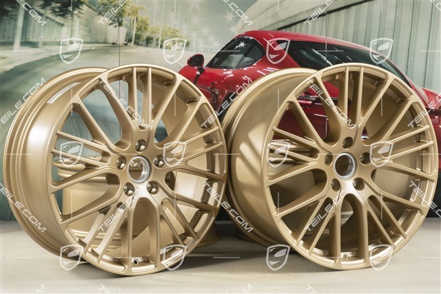 21" Komplet felg Panamera Exclusive Design Sport, 9,5J x 21 ET71 + 11,5J x 21 ET69, Aurum satynowy półmat