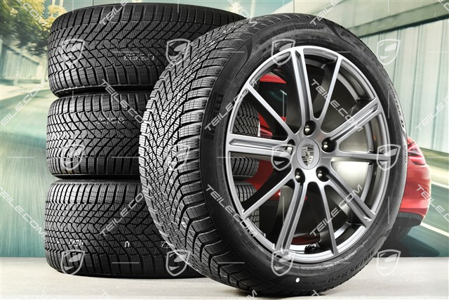 20" Panamera Turbo Koła zimowe, komplet, felgi 9,5J x 20 ET71 + 10,5J x 20 ET71 + NOWE opony zimowe Pirelli 275/40 R20 + 315/35 R20, Adamantium