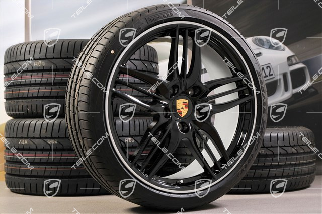 20" SportDesign Sommerräder Satz, Schwarz (hochglanz) - exlusive 911, 8,5J x 20 ET51 + 11J x 20 ET70, Reifen 245/35 ZR20 + 295/30 ZR20
