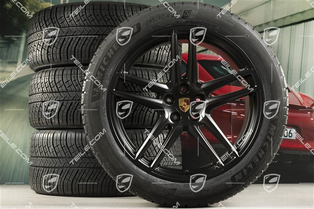 20-inch "Macan Turbo" winter wheels set, rims 9J x 20 ET26 + 10J x 20 ET19 + Michelin Latitude Alpin 5, 265/45 R20 + 295/40 R20, black satin mat, with TPMS