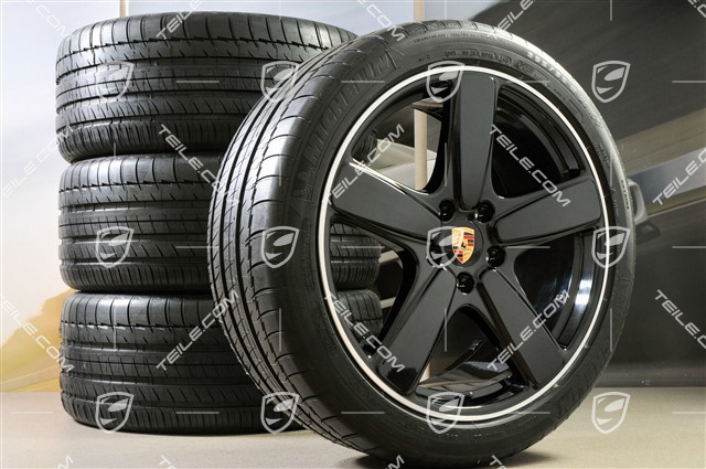 21" Sport Classic komplet kół letnich, felgi 10J x 21 ET50 + NOWE opony letnie 295/35 R21, czarne (wysoki połysk), z czujnikami ciśnienia