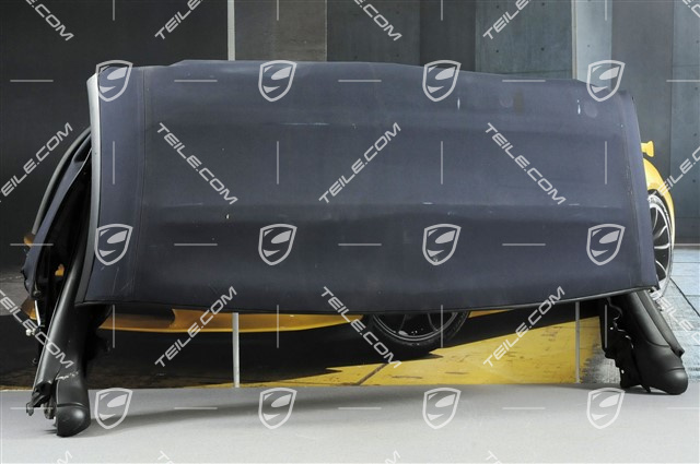 Convertible top, complete, blue, window damage Convertible top, complete, blue, window damage