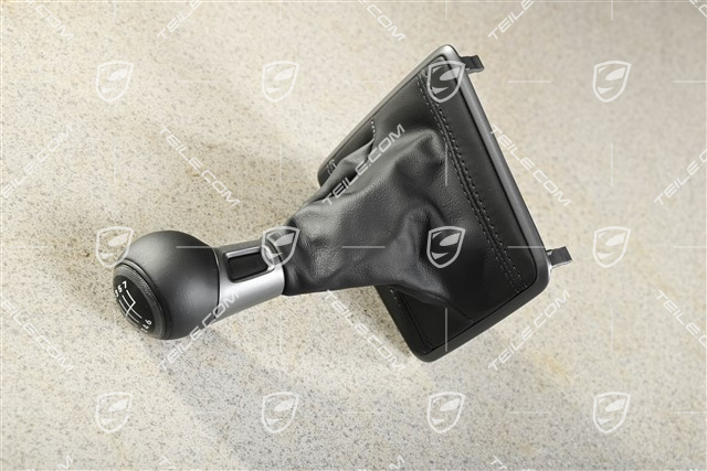 Shift lever / gear shift knob with leather gaiter / sleeve, 7-speed manual transmission