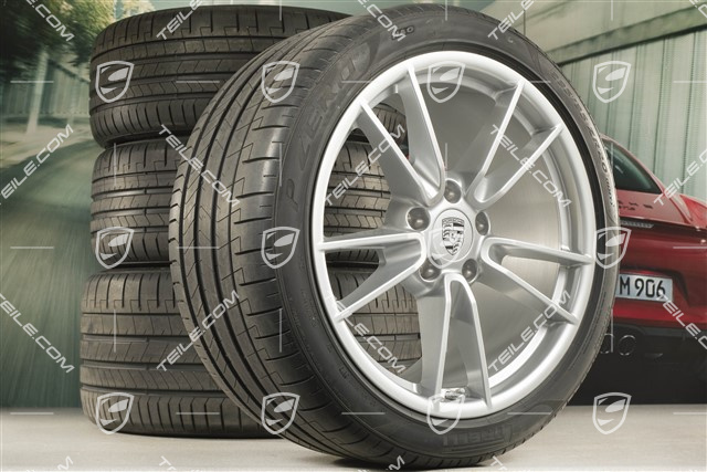 19-/20-inch Carrera summer wheel set, wheel rims 8,5J x 19 ET52 + 11,5J x 20 ET67 + Pirelli summer tyres 235/40 R19 + 295/35 R20, with TPM