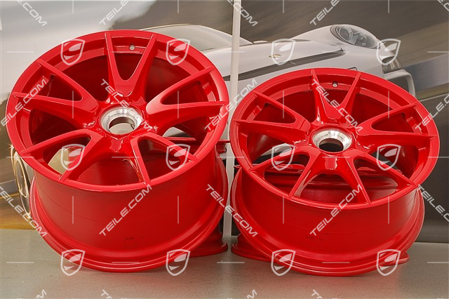 19" Komplet felg GT3 II RS 4.0 / GT2 RS, Czerwień Indyjska, przód  9J x 19 ET47+ tył 12J x 19 ET48
