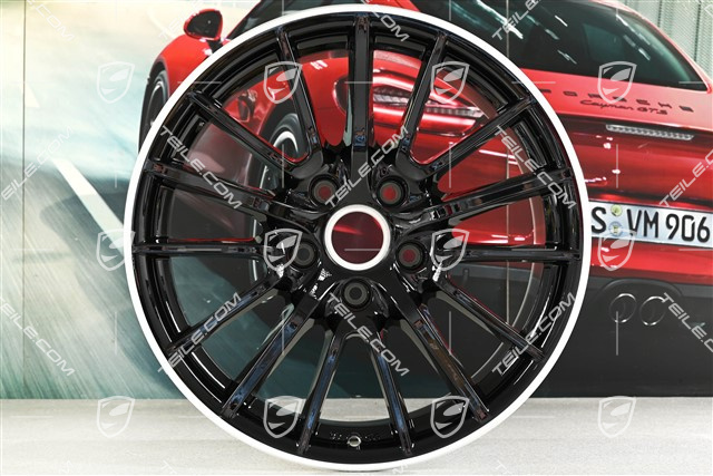 19-inch Sport Design wheel set, black, wheels 8J x 19 ET57 + 9,5J x 19 ET46, wheel star in black / silver pinstripe round the edge