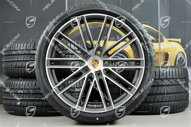 20" summer wheels set 911 Turbo IV, rims 11,5J x 20 ET56 + 9J x 20 ET51 + NEW summer tyres 305/30 ZR20 + 245/35 ZR20, Titan, minimal traces...