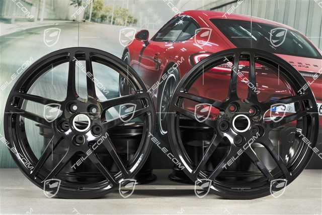 18" komplet felg Macan S, 8J x 18 ET21 + 9J x 18 ET21, czarny wysoki połysk