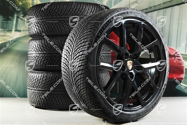 21-inch Panamera SportDesign Winter wheel set, wheel rims 9,5J x 21 ET71 + 10,5J x 21 ET71 + Michelin Pilot Alpin 5 winter tyres 275/35 R21 + 315/30 R21, black high gloss