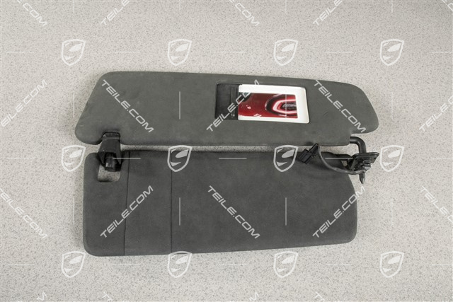 Sonnenblende, mit Spiegel, Schwarz, Alcantara, L