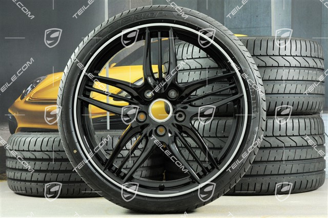 20" summer wheel set SportDesign Black Exclusive, wheel 8,5J x 20 ET51 + 11J x 20 ET52 + Tyres 245/35 ZR20 + 305/30 ZR20, without TPMS