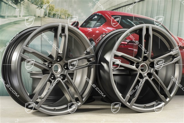 19"-inch alloy wheel set Macan Turbo, 8J x 19 ET21 + 9J x 19 ET21, Platinum satin-matt