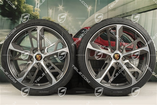 21" Cross Turismo Design summer wheel set, rims 9,5J x 21 ET60 + 11,5J x 21 ET66 + Goodyear summer tyres 265/35 R21 + 305/30 R21, Titan Grey