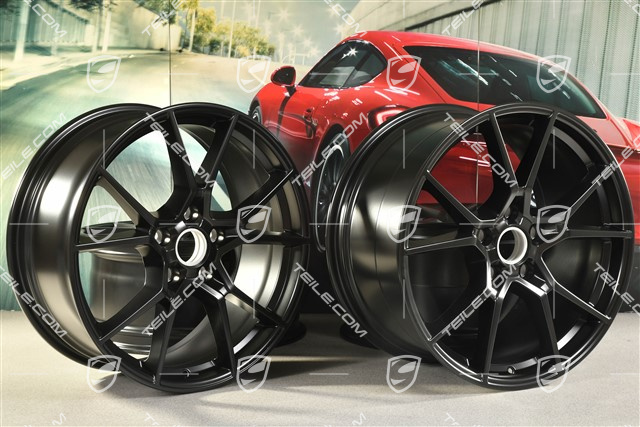 20" komplet felg Cayenne S, 10,5J x 20 ET64 + 9J x 20 ET50, czarny satynowy mat