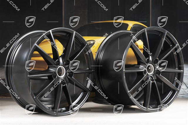 20+21" Felgensatz Carrera S, Felgen: vorne 8,5J x 20 ET53 + hinten 11,5J x 21 ET67, schwarz seidenmatt