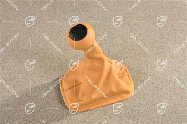 Schaltknauf /Schalthebelknopf mit Schaltmanschette Leder, Kaschmirbeige
