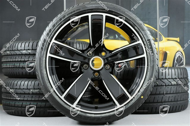 20" Sommerräder Satz Carrera Sport, Felgen 8,5J x 20 ET49 + 11,5J x 20 ET56 + NEUE Sommerreifen 245/35 R20 + 305/30 R20, schwarz hochglanz
