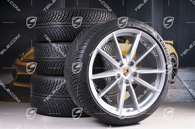 20"+21" Carrera S Winterräder Satz, Felgen 8,5J x 20 ET53 + 11J x 21 ET66 + NEUE Michelin Winterreifen 245/35 R20 + 295/30 R21, mit RDK-Sensoren